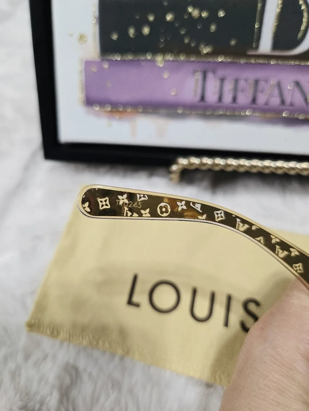 Louis Vuitton Gold Monogram Frame Sunglasses 5295 LIKE NEW